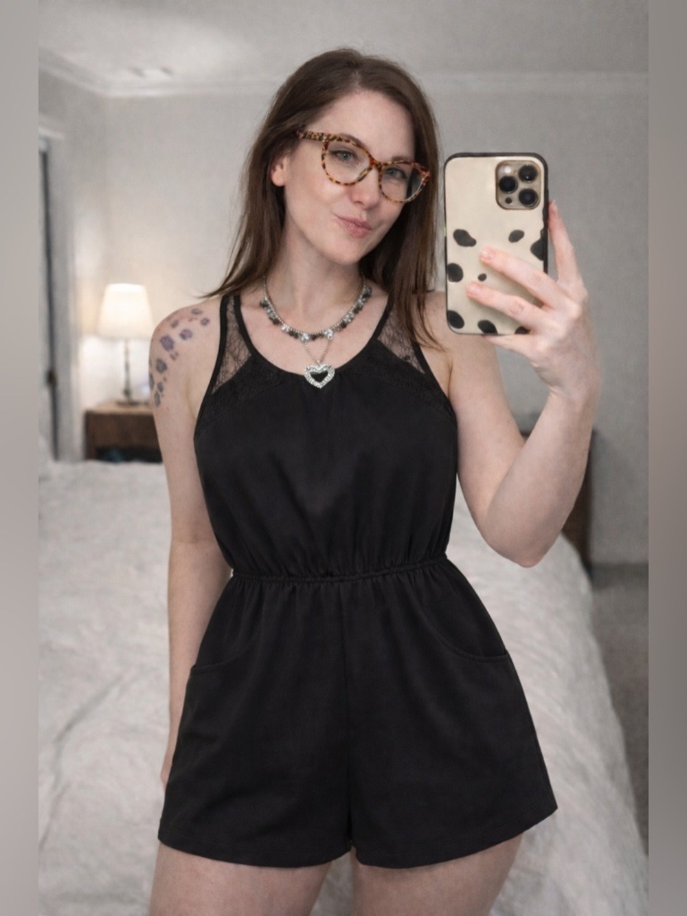 Black Lace Romper Y2K Coquette Soft Girl Minimal Chic